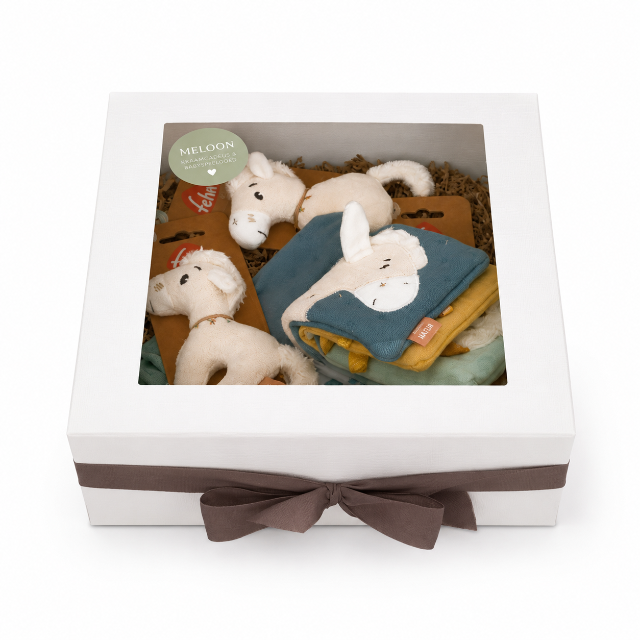 Knuffelen met Pferdinand  Kraamcadeau Giftbox fehn