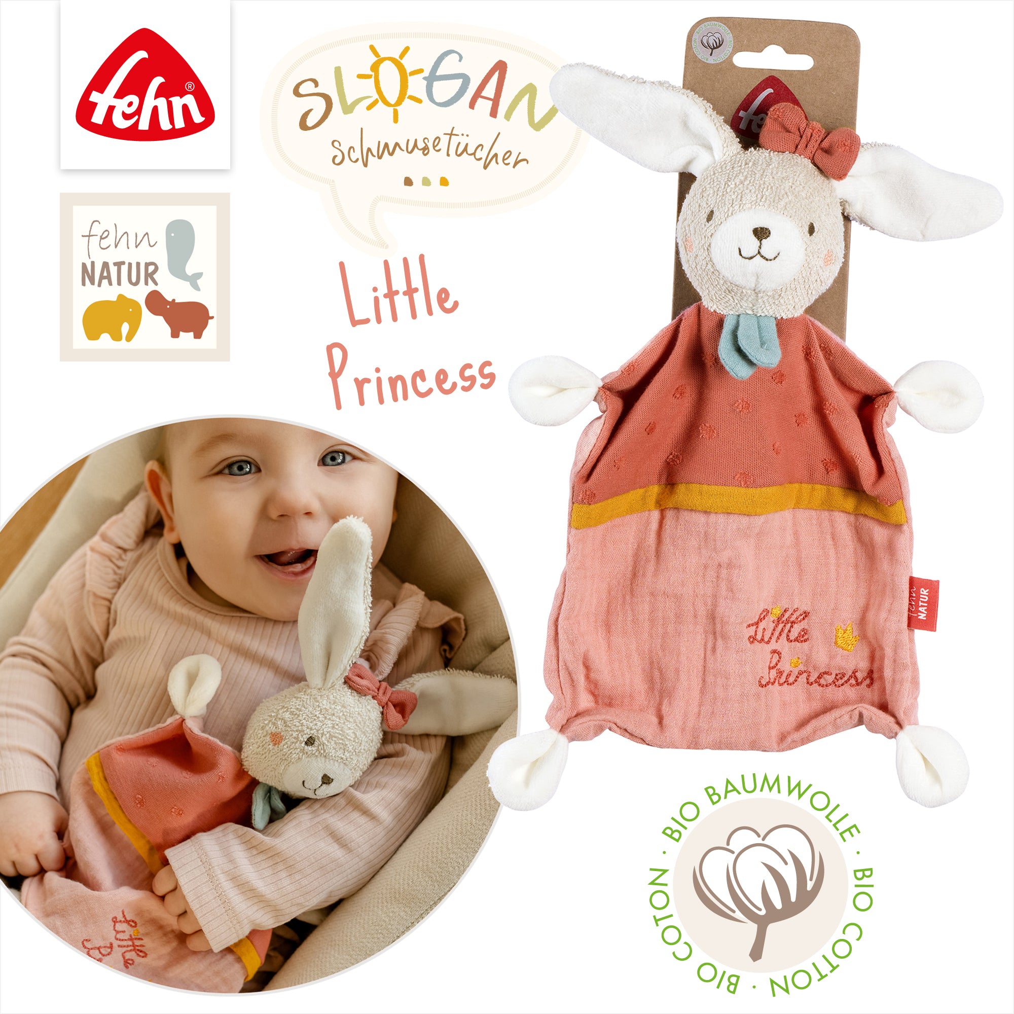 fehnNATUR Knuffeldoekje Haas "Little Princess"