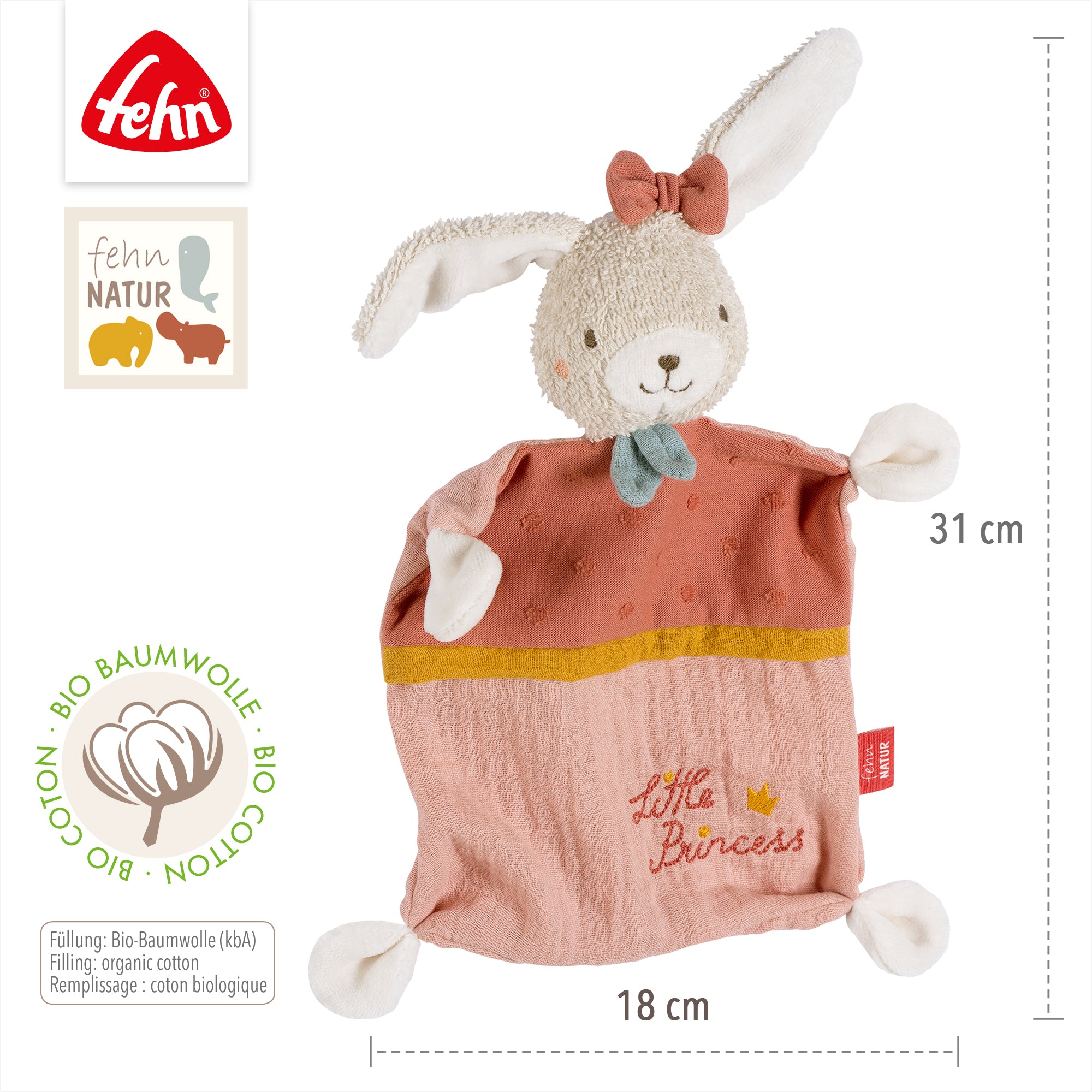 fehnNATUR Knuffeldoekje Haas "Little Princess"
